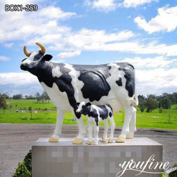  Bronze Garden Cow And Baby Statue Life Size Custom Art for Sale BOK1-259
