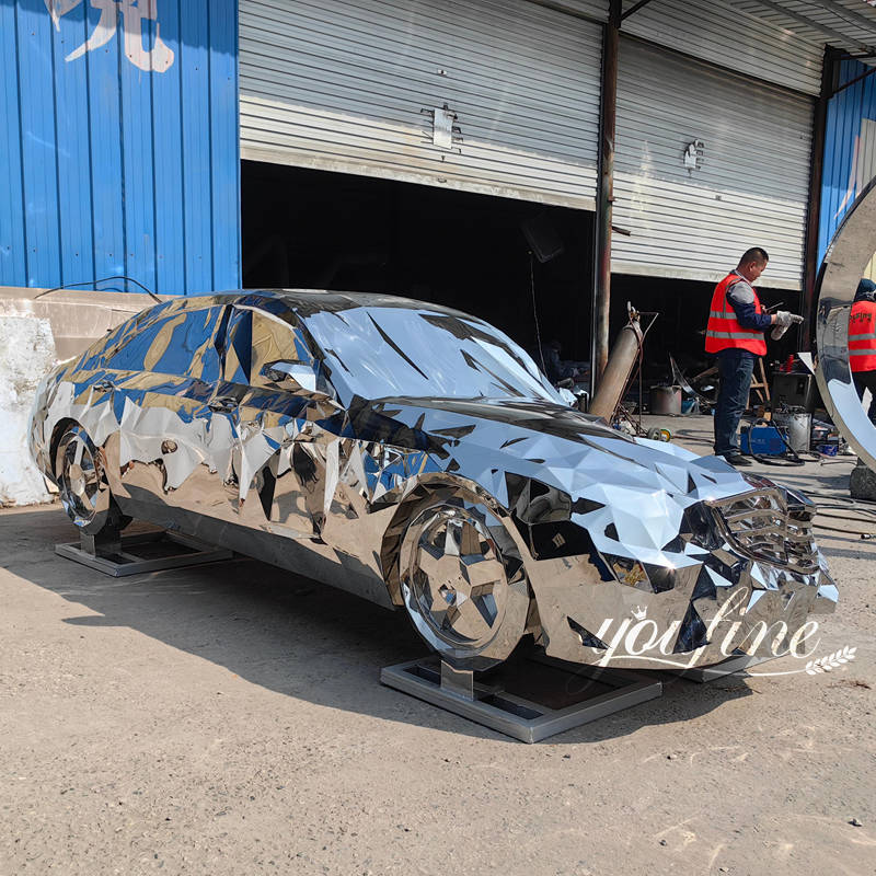 large geometric car sculpture