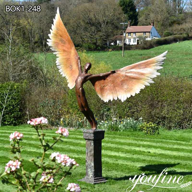 Bronze Icarus Statue Life Size Angel Flying Winged Boy Garden for Sale BOK1-248
