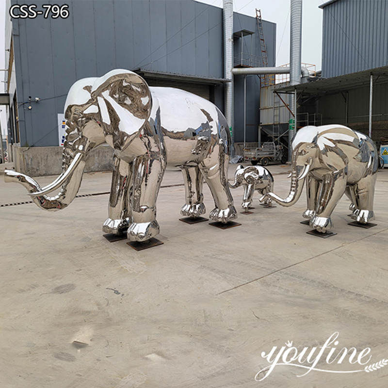 Modern Vivid Metal Elephant Sculpture Family Group Supplier CSS-796
