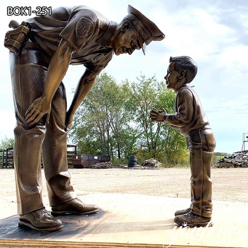 Bronze Military Police Officers Statue with Child Memorial Gift for Sale BOK1-251
