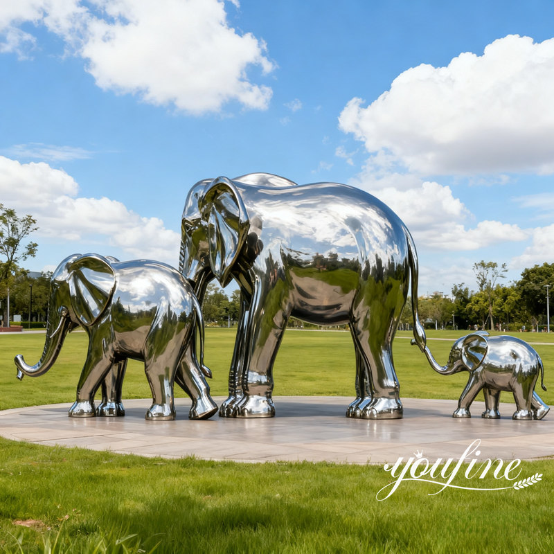 polished modern elephant sculpture