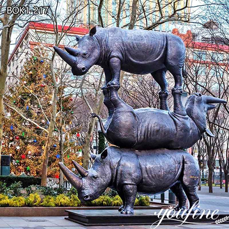 Large Bronze Rhino Statue Animal Ornament Art for Sale BOK1-217