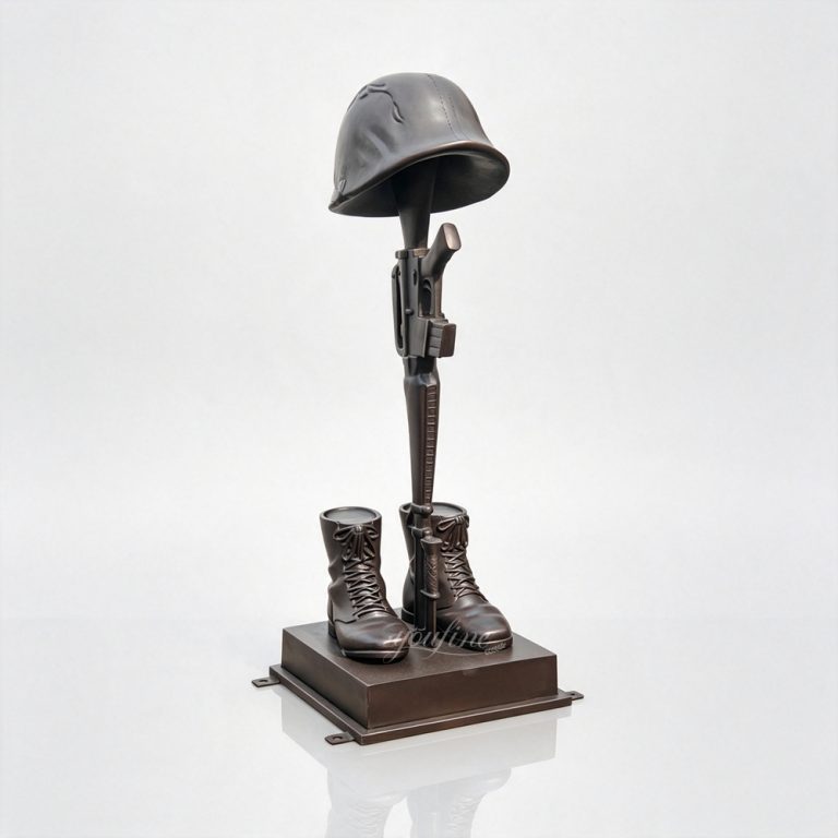 Bronze Fallen Soldier Battlefield Cross Statue BOK1-291
