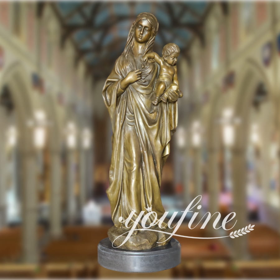 Bronze Mary statue with baby jesus