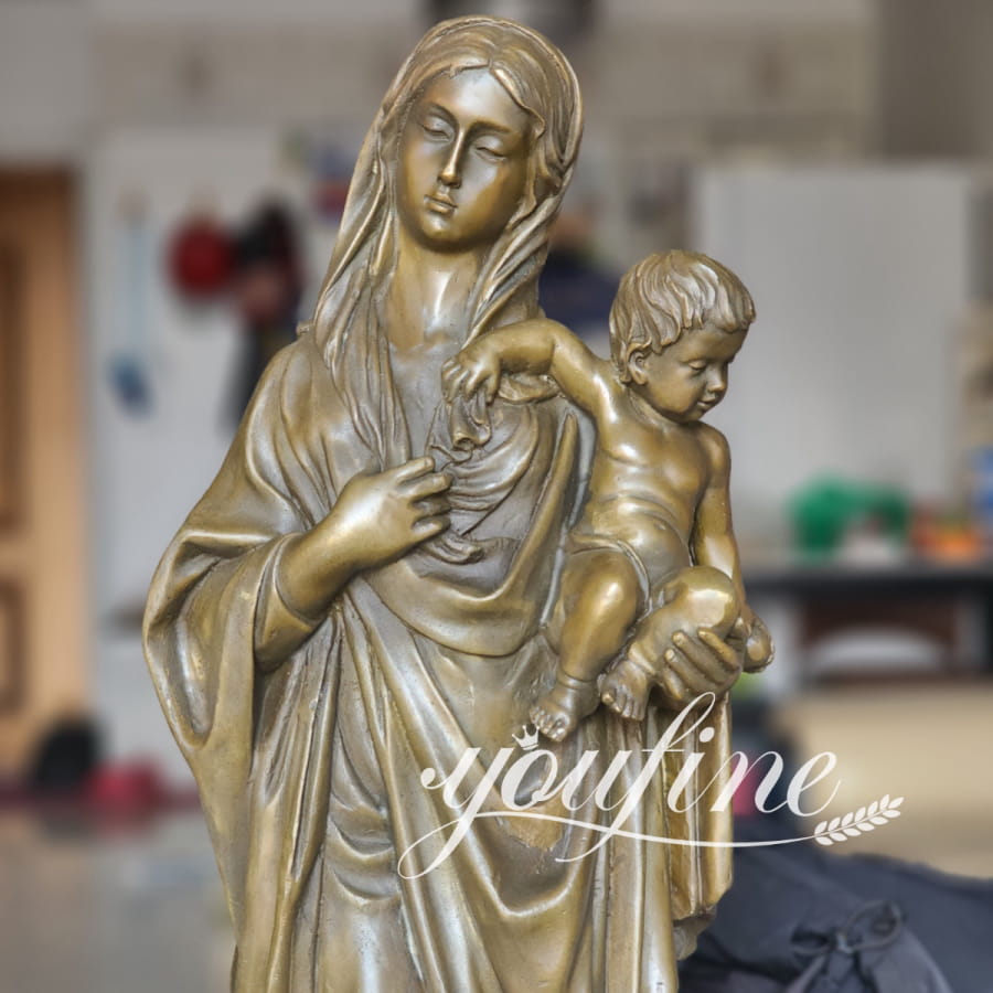 Bronze Mary statue with baby jesus4