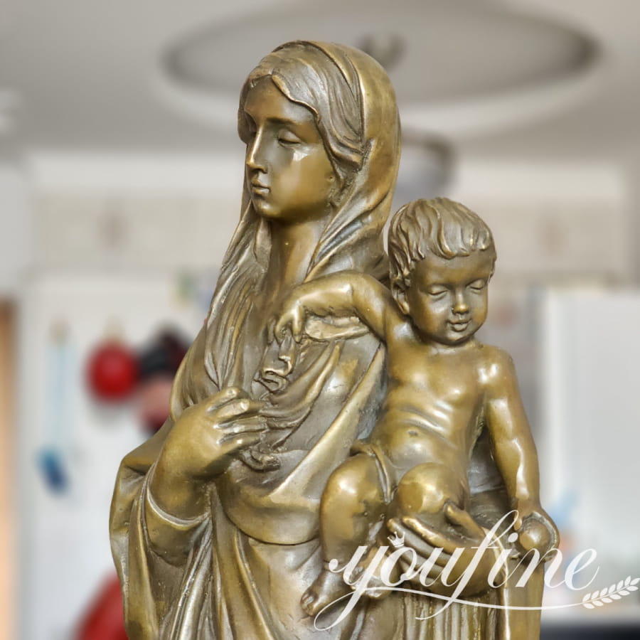 Bronze Mary statue with baby jesus