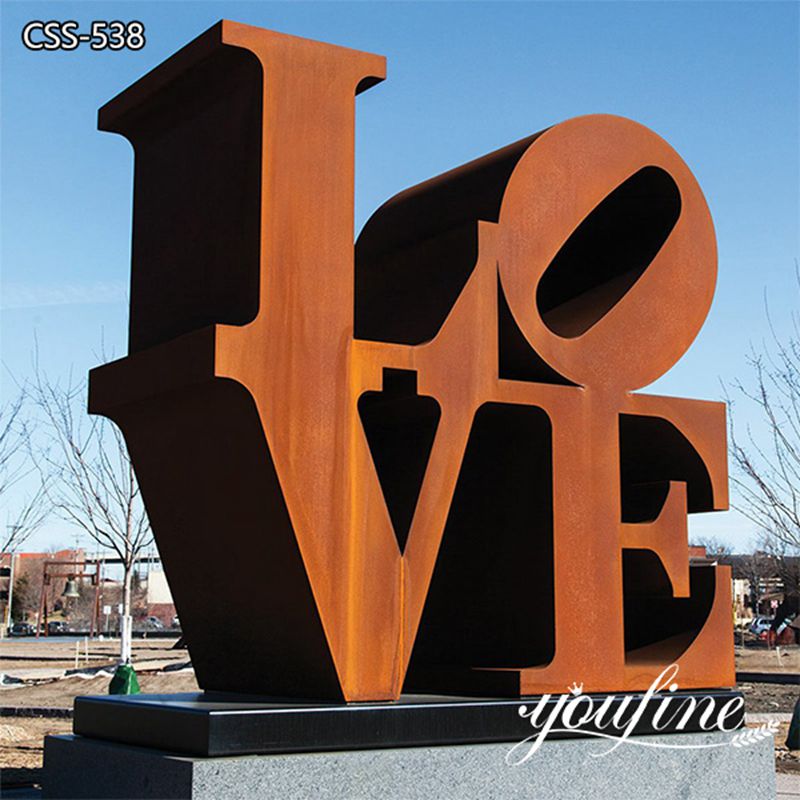 Metal Decorate Rusted Corten Steel Sculpture of Love for Sale CSS-538