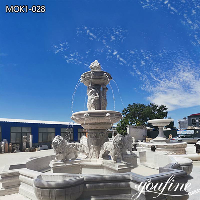 Large Marble Outdoor Lion Fountain for Garden Decor MOK1-028