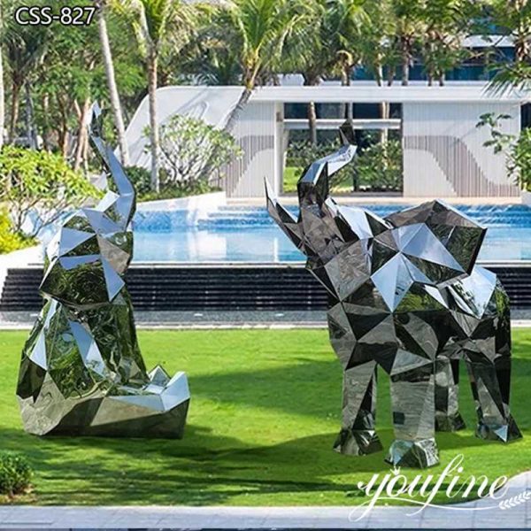 Modern Metal Abstract Geometric Elephant Sculpture for Sale CSS-827 (1)