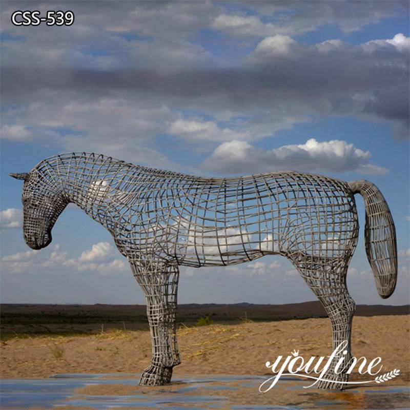 Outdoor Metal Horse Sculpture Openwork Abstract Design for Sale CSS-539
