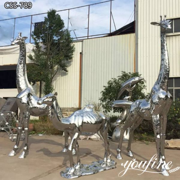 Stainless Steel Large Giraffe Sculpture Outdoor Decor for Sale CSS-789 (1)