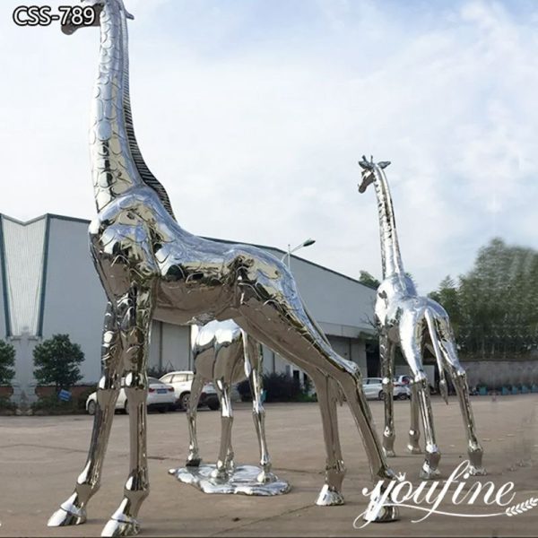 Stainless Steel Large Giraffe Sculpture Outdoor Decor for Sale CSS-789