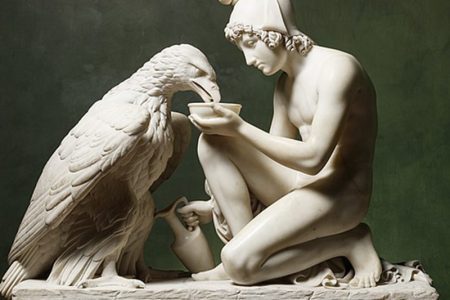 Thorvaldsen Natural Marble Zeus and Ganymede Statue for Sale MOKK-287