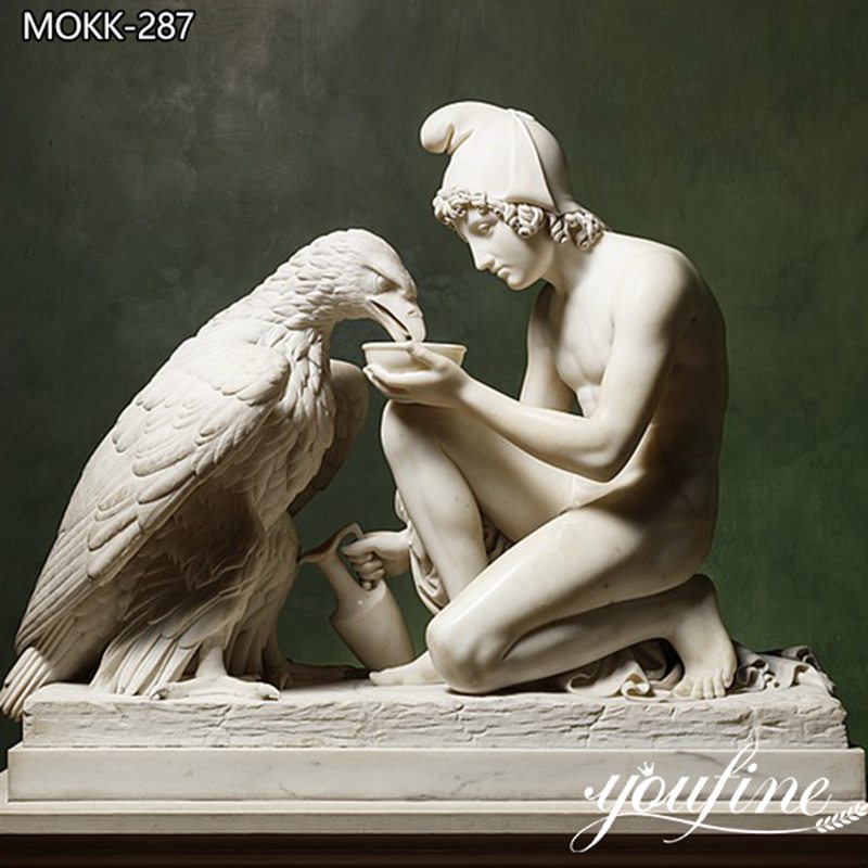 Thorvaldsen Natural Marble Zeus and Ganymede Statue for Sale MOKK-287