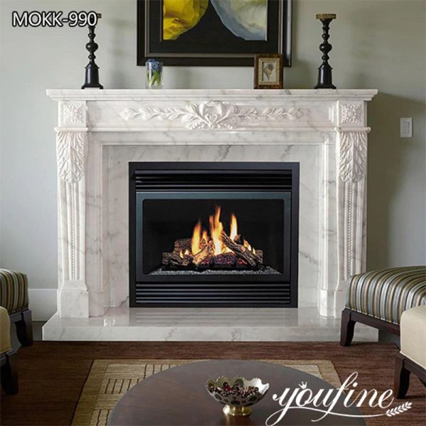 White Modern Marble Fireplace Surround Factory Supply MOKK-990