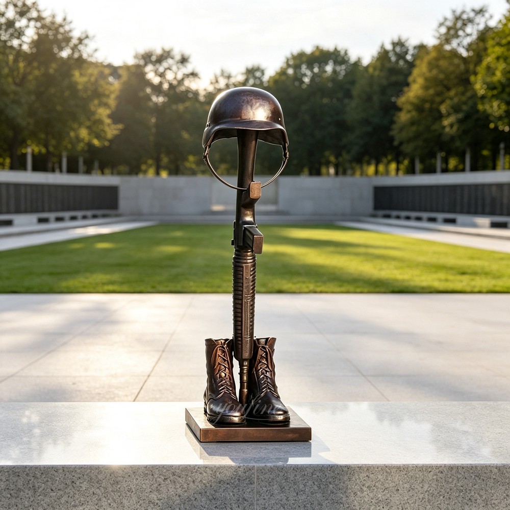 bronze Battlefield Cross Statue for Cemetery memorial