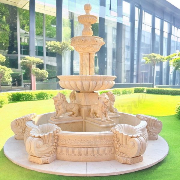 garden marble lion fountain