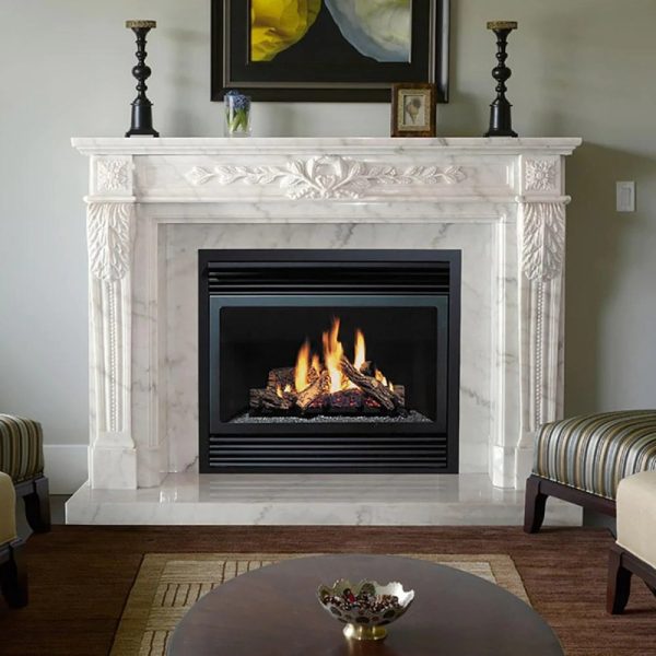 hand carved marble fireplace