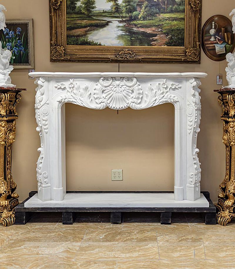 hand carved marble fireplace