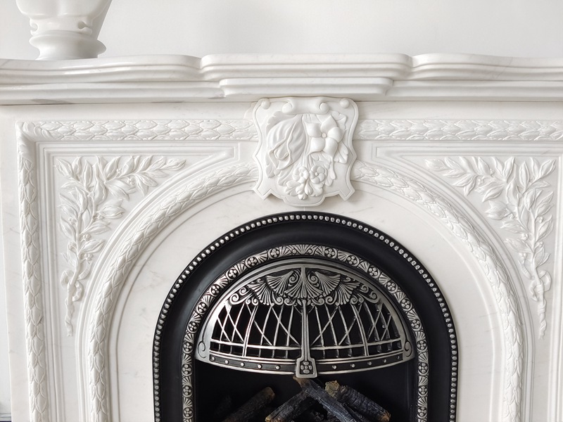 hand carved marble fireplace