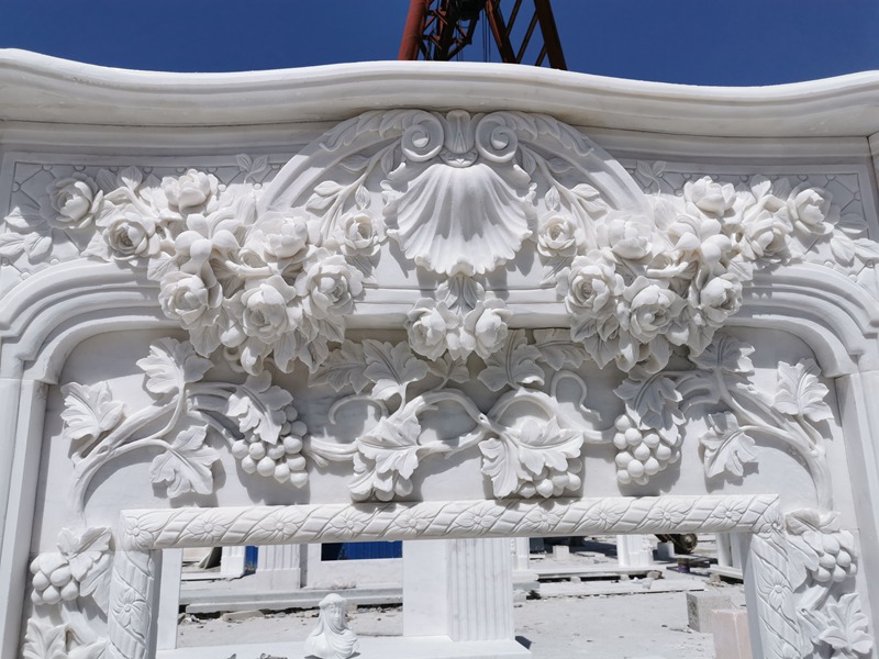 hand carved marble fireplace