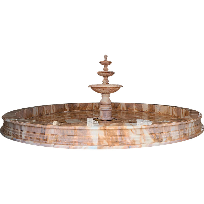 red large tiered fountain