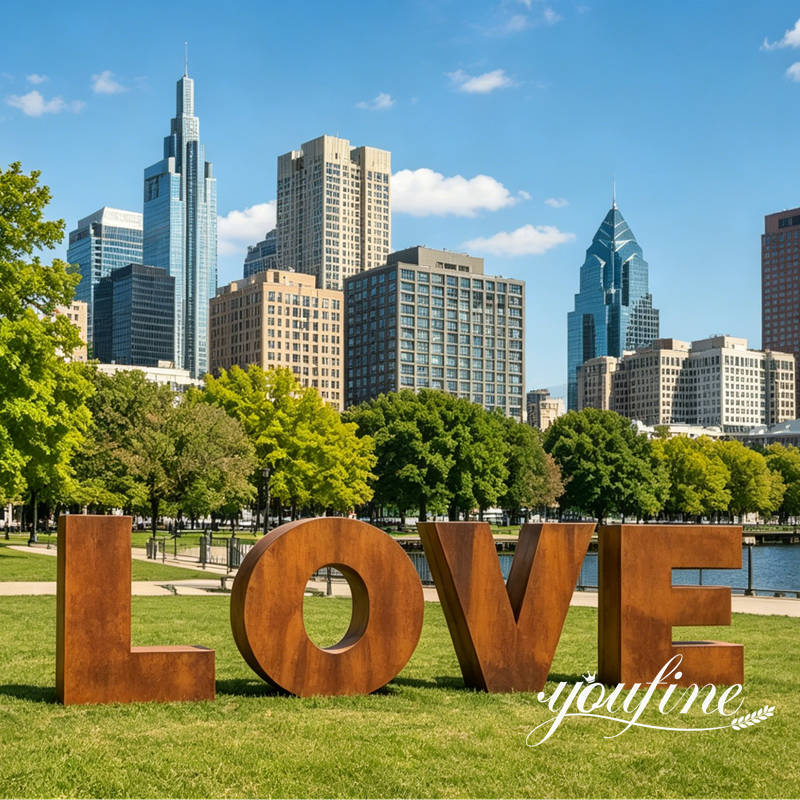 metal love theme sculpture