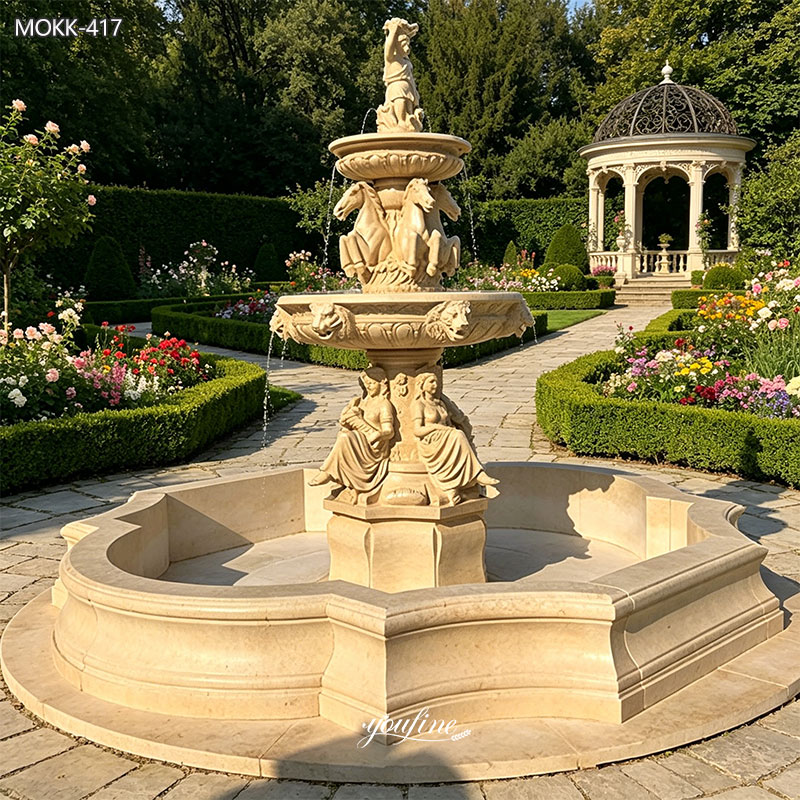 Stone Water Fountains Outdoor with Horse and Muse MOKK-417