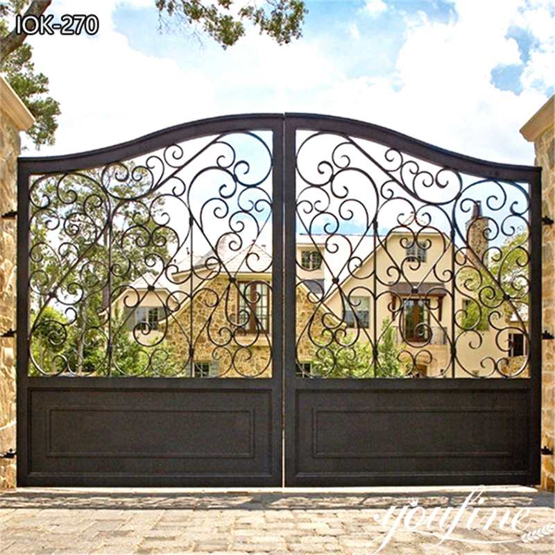 Driveway Modern Design Wrought Iron Metal Gate for Sale IOK-270