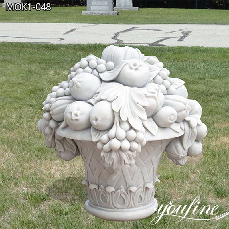 Hand Carved Marble Fruit Basket Flower Pot for Sale MOK1-048