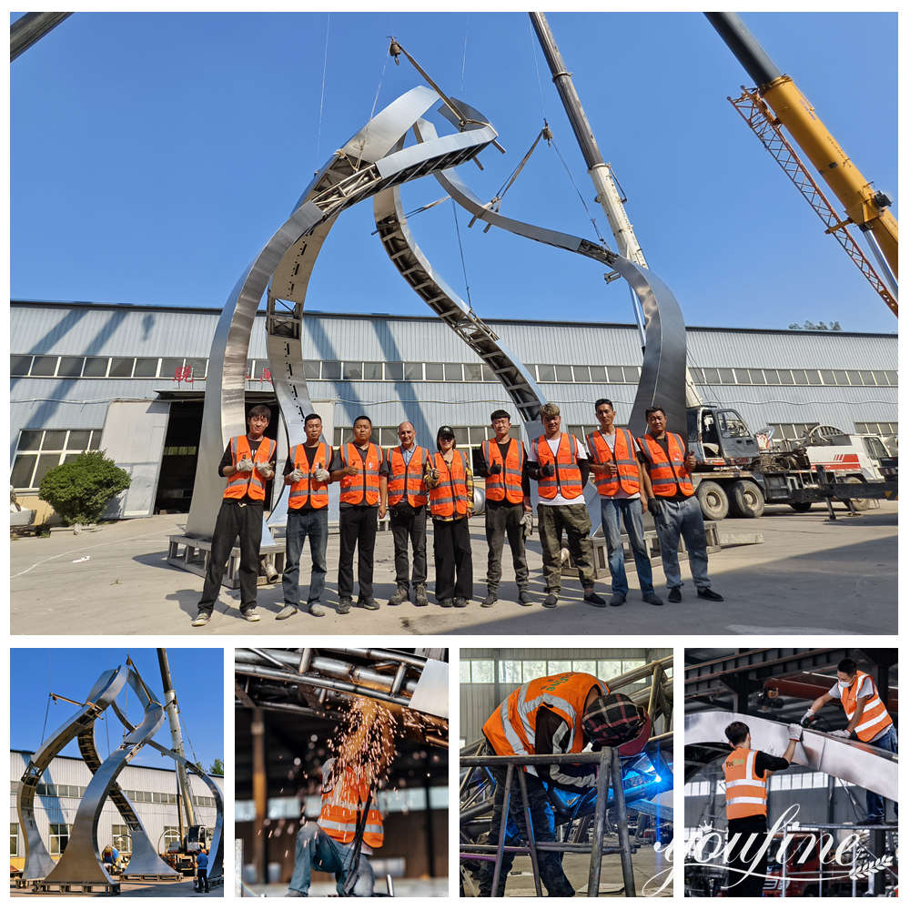 Large 8m stainless steel fountain for Saudi Arabia completed