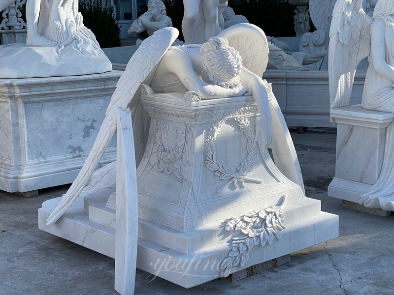 Life size custom made weeping angel monument headstone angel statues for graves memorials for sale