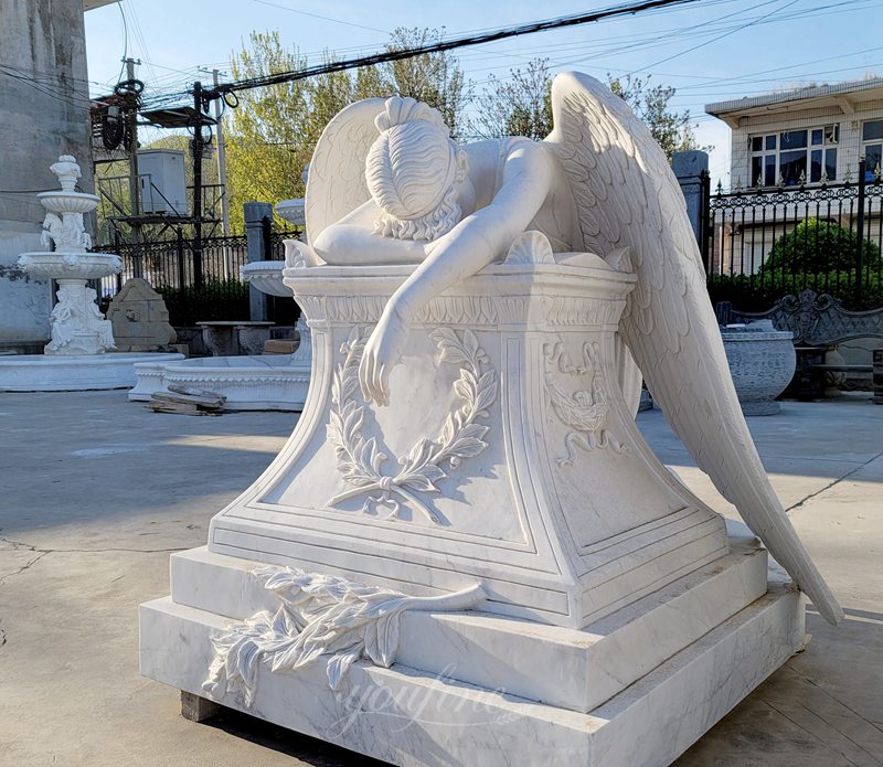 Life size weeping angel monument headstone custom made angel statues for graves memorials for sale