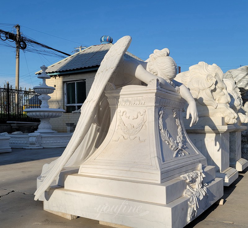 Life size weeping angel monument headstone custom made angel statues for graves memorials for sale