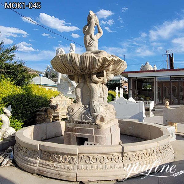Marble Statue Fountain with Fish Decor for Outdoors MOK1-045 (1)