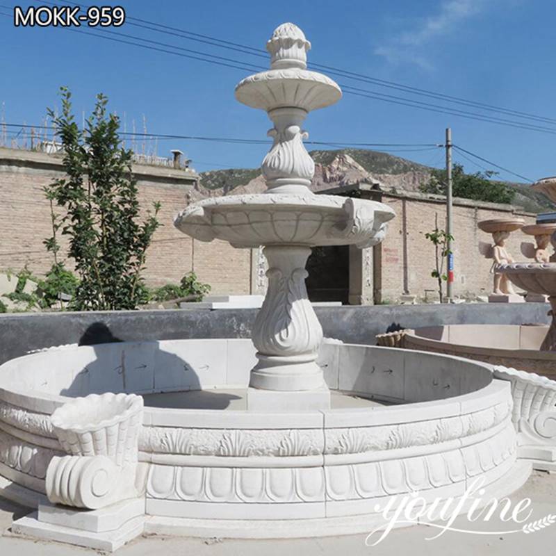 Natural Marble 2 Tiered Fountain Garden Decor Factory Supplier MOKK-959 (2)