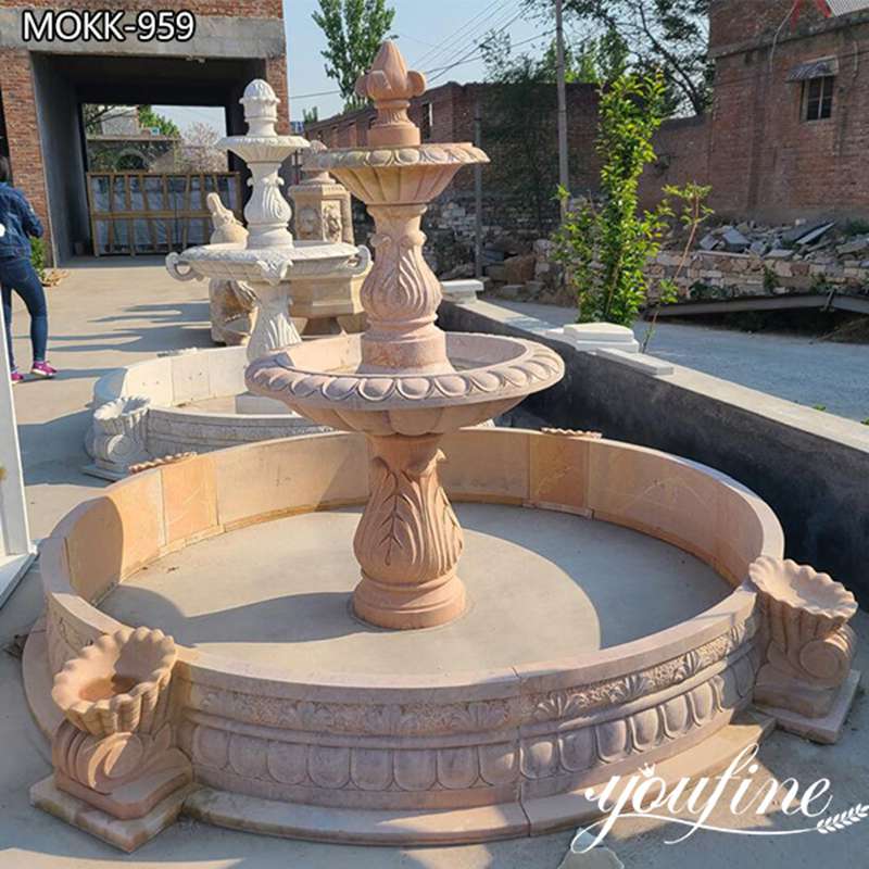 Natural Marble 2 Tiered Fountain Garden Decor Factory Supplier MOKK-959 (3)