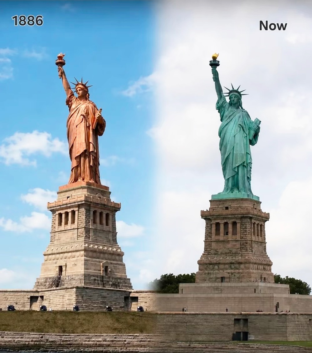 The Statue of Liberty A Comparison—Current Appearance vs. Pre-Oxidation