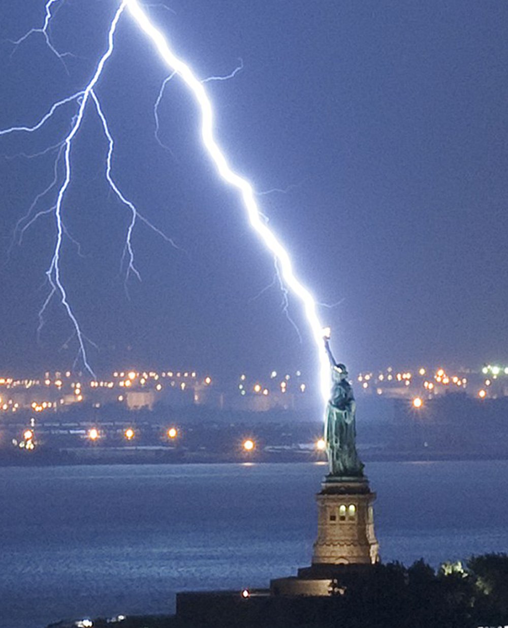 The Statue of Liberty Being Struck by Lightning