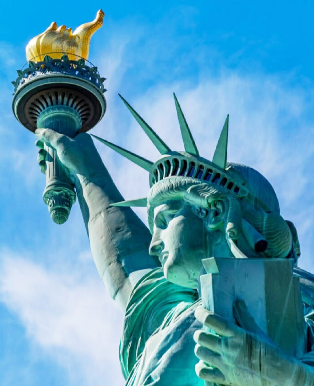 The Statue of Liberty The gold-leafed torch