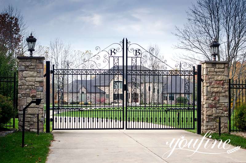 Wrought Iron cheap driveway gate-YouFine Sculpture