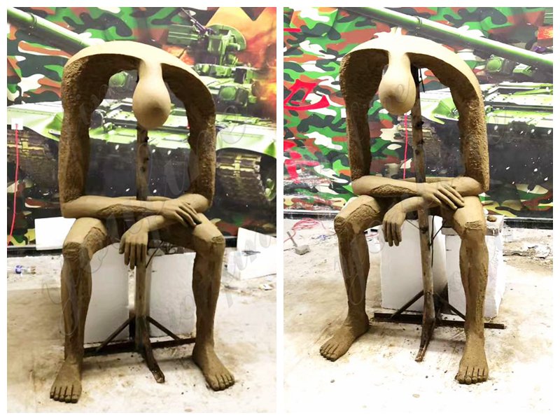 bronze melancholy statue replica clay model