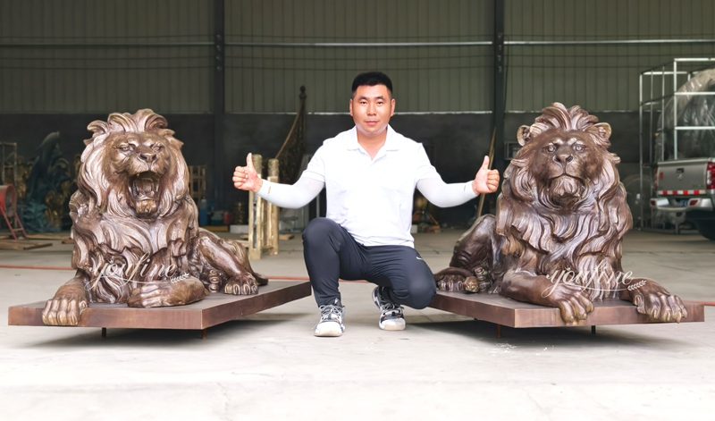 brown Large bronze Lion Sculpture
