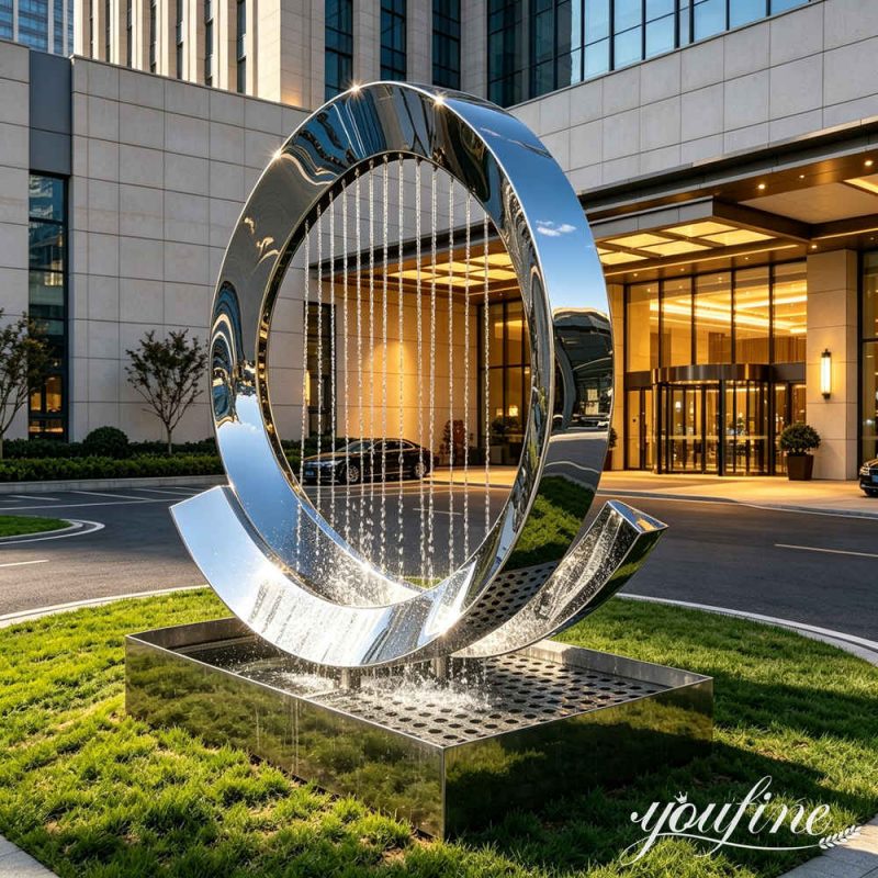large stainless steel fountain