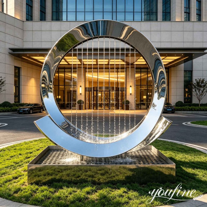 large stainless steel fountain for hotel decor