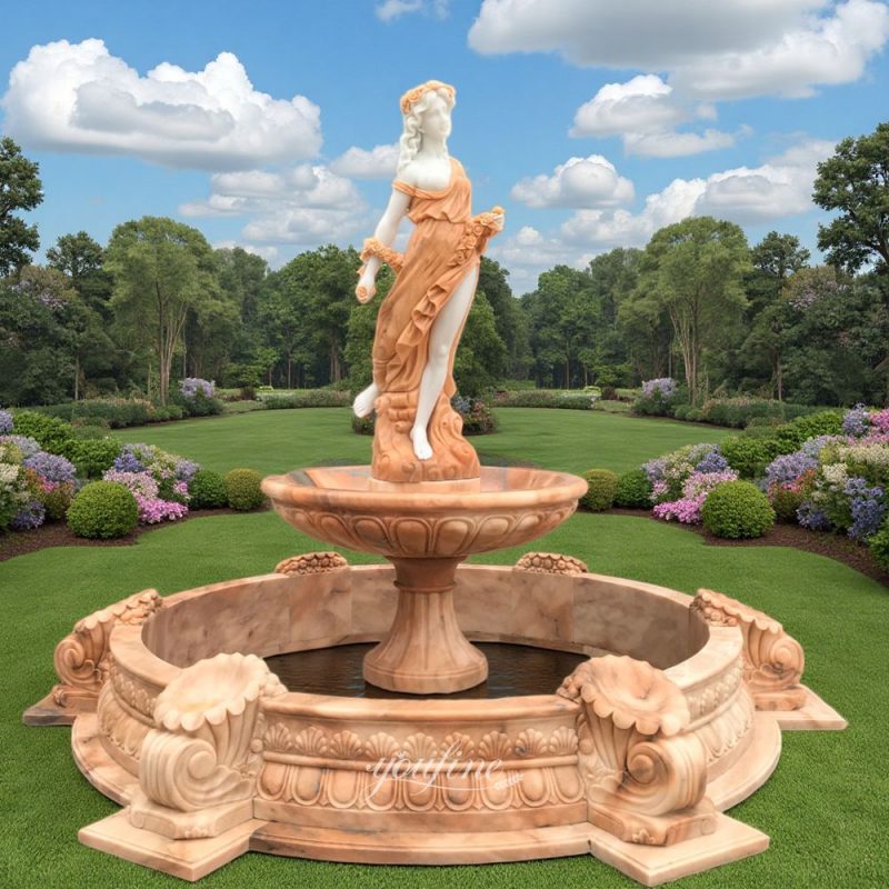 Garden Sunset Red Marble Woman Fountain MOKK-786