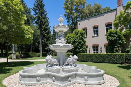 Animal White Marble Lion Outdoor Fountain MFAF-02