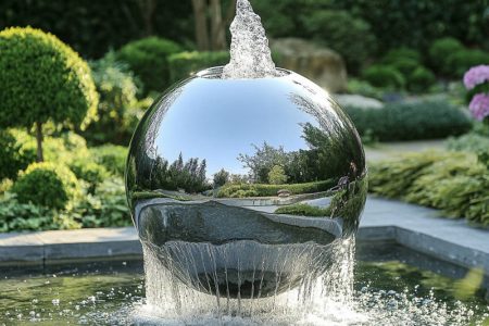 Modern High Polished Stainless Steel Ball Fountain For Sale CSS-835