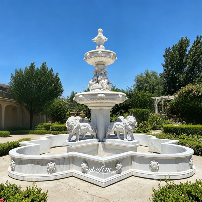 white Lion Outdoor Fountain